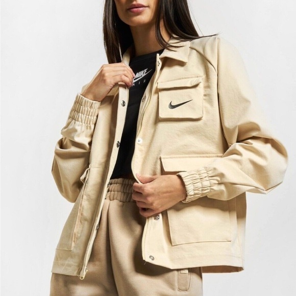 Nike Jackets & Blazers - NWT💛Nike Sportswear Swoosh Women's Woven Jacket Size XS Tan